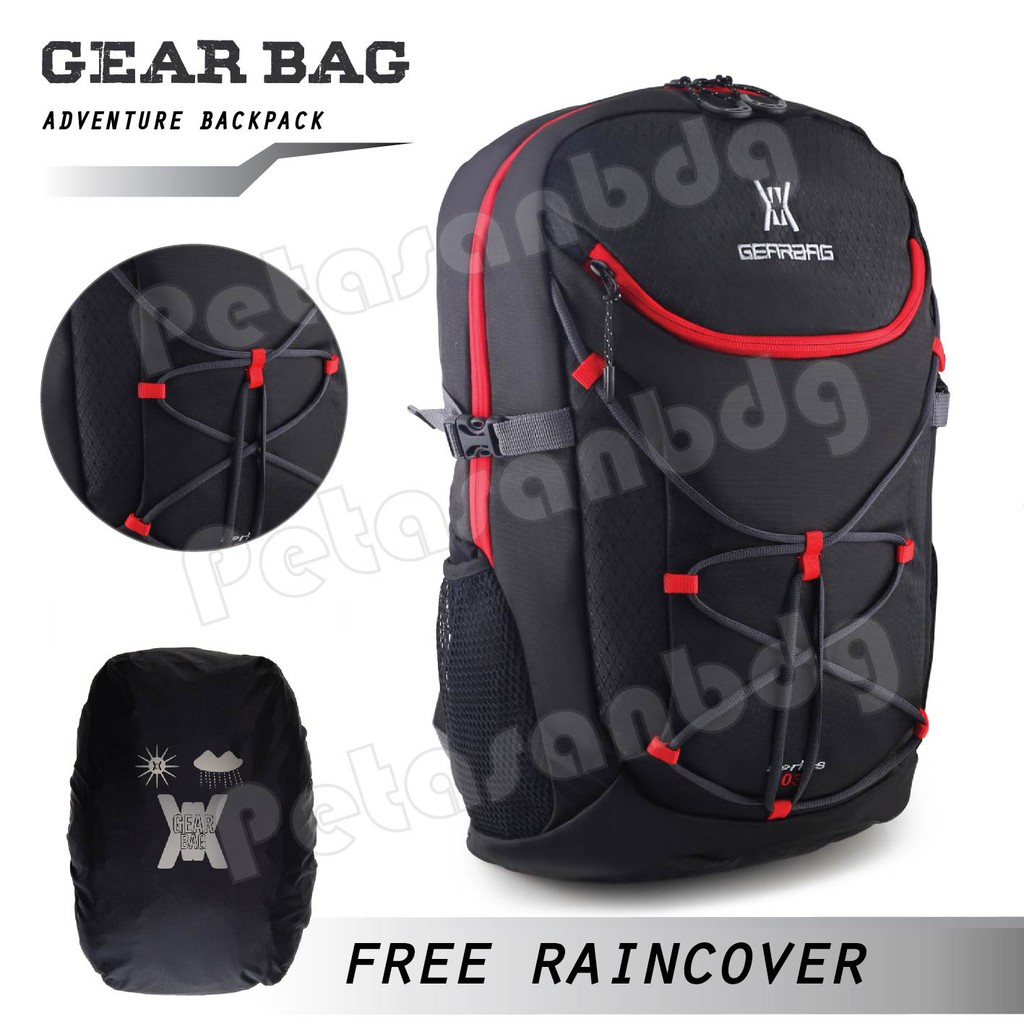 PTS -Tas Ransel Pria Gear Bag - Dragon - Series 03 - 13071 .PT Backpack - Black Red + FREE Raincover