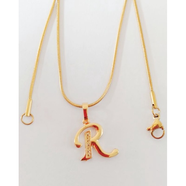 Kalung wanita titanium liontin huruf a-z (R) anti KARAT selamanya kalung cewek  liontin huruf terbar