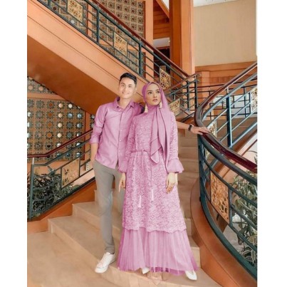 Gamis Couple agnia Pasangan Remaja Modis Kekinian Modern Terbaru 2021 Couple lebaran Suami Istri