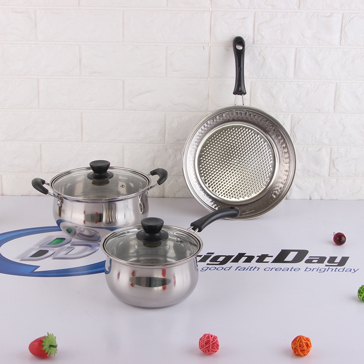 LMETJMA Set Panci Masak 3 in 1 Deep Frying Soup Pot Stainless Steel