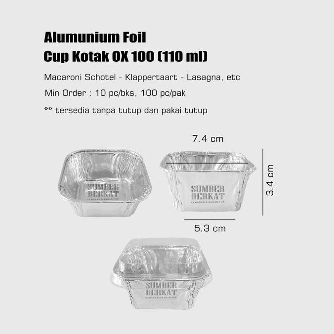 ALUMUNIUM FOIL CUP/WADAH ALUMUNIUM OX 100 - 110 ML (10 PC) - TANPA TUTUP