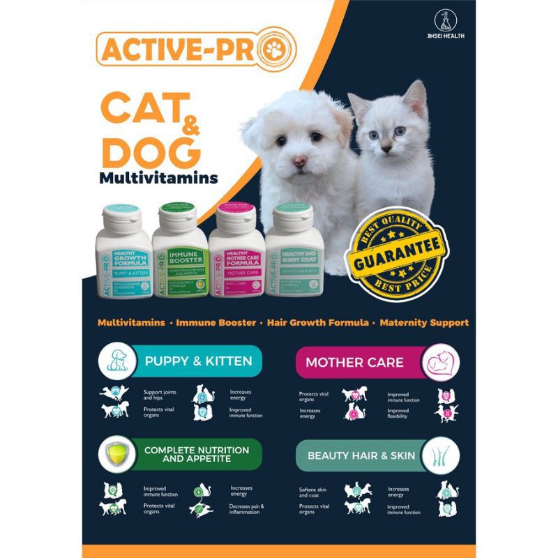 ACTIVE PRO Healthy Growth 30 Capsul / Multivitamin Untuk Anak Anjing Dan kucing