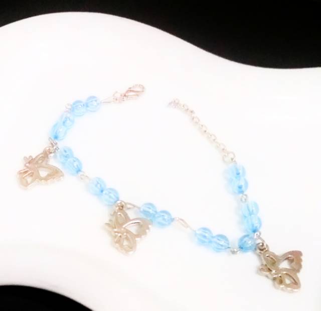 Gelang stainless butterfly blue