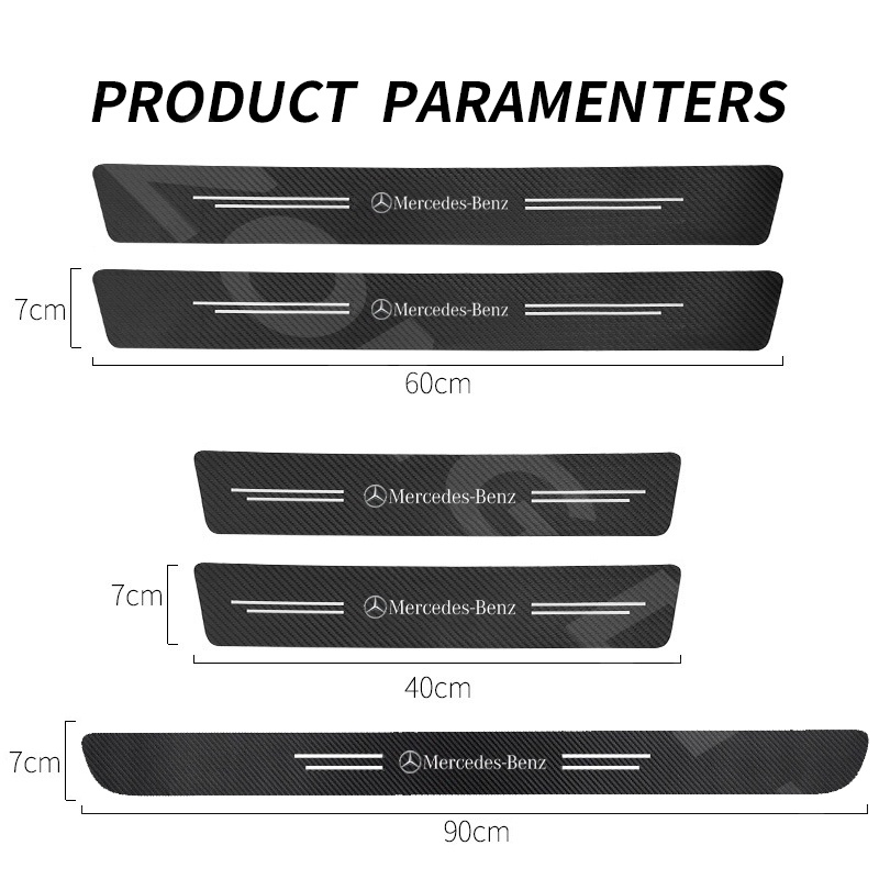 Mercedes Benz 9Pcs Stiker Pintu Mobil Carbon Fiber Sill Protection Auto Anti Gores Anti Slip Untuk EQE EQC W205 W212 W204 W220 W206 W207 W211 W124 W213 W218 W222