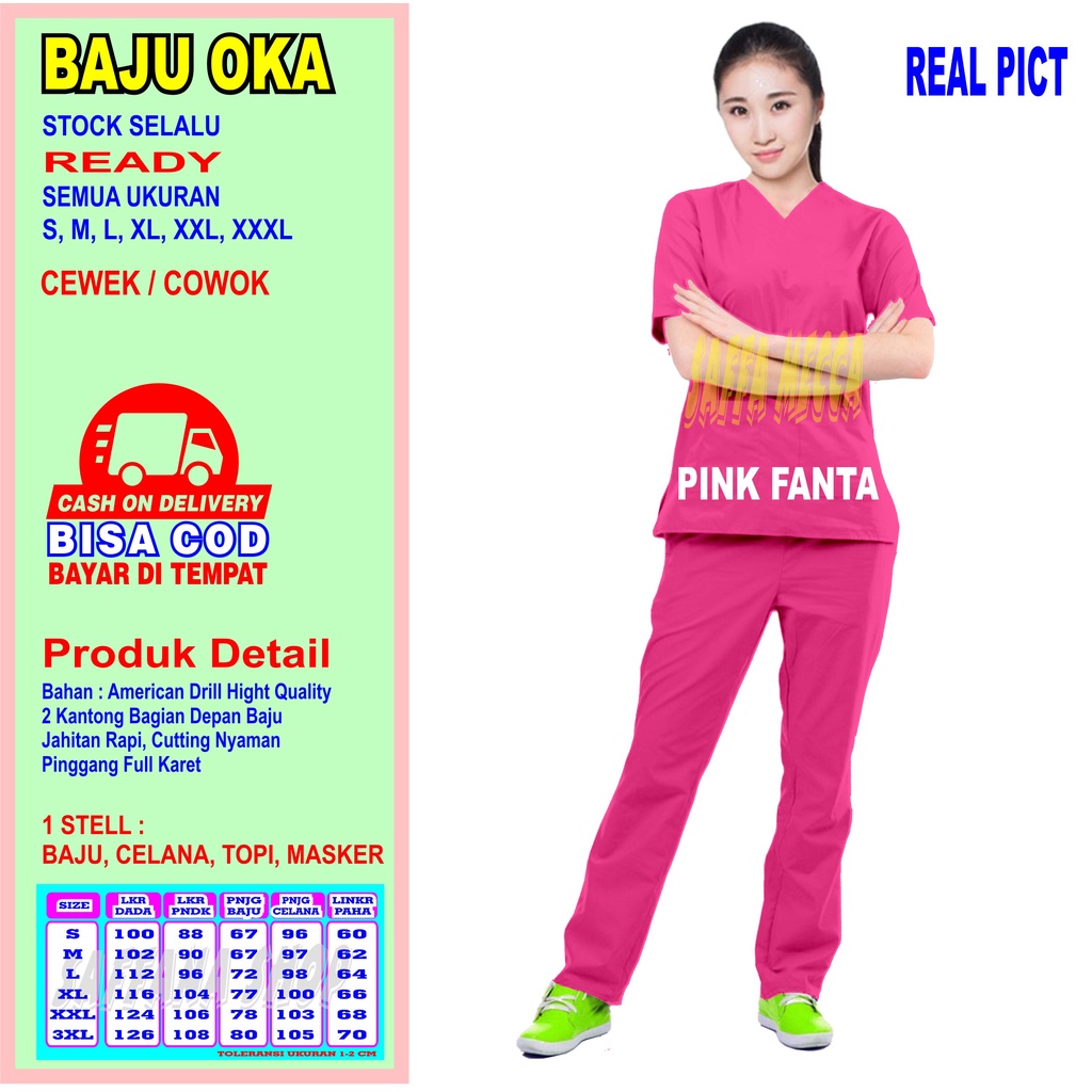 Scrub Perawat  Baju Oka COD  Scrub Baju Jaga  Baju OKA   Baju OK   Baju Perawat   Pria  Wanita Harga Murah Terbaru Lengan Pendek