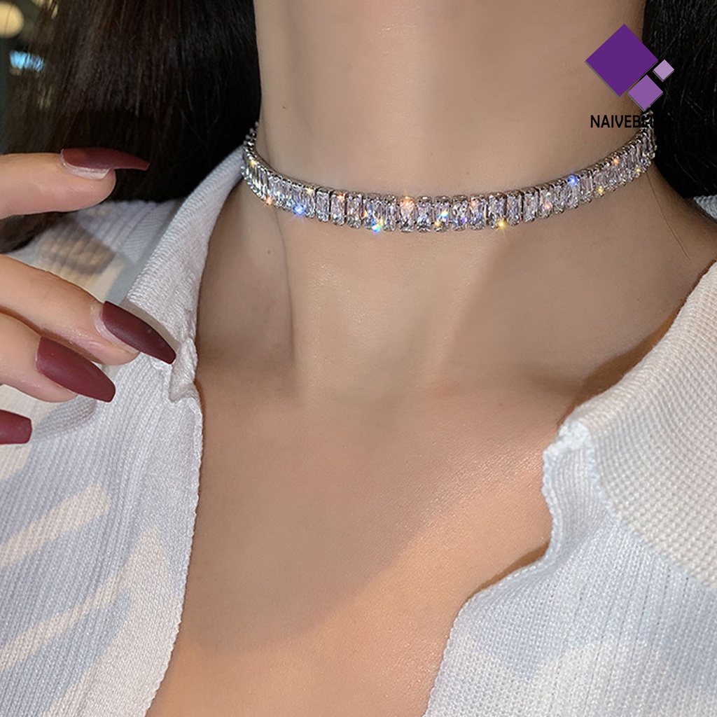 Kalung Choker Adjustable Bahan Cubic Zirconia Untuk Pernikahan