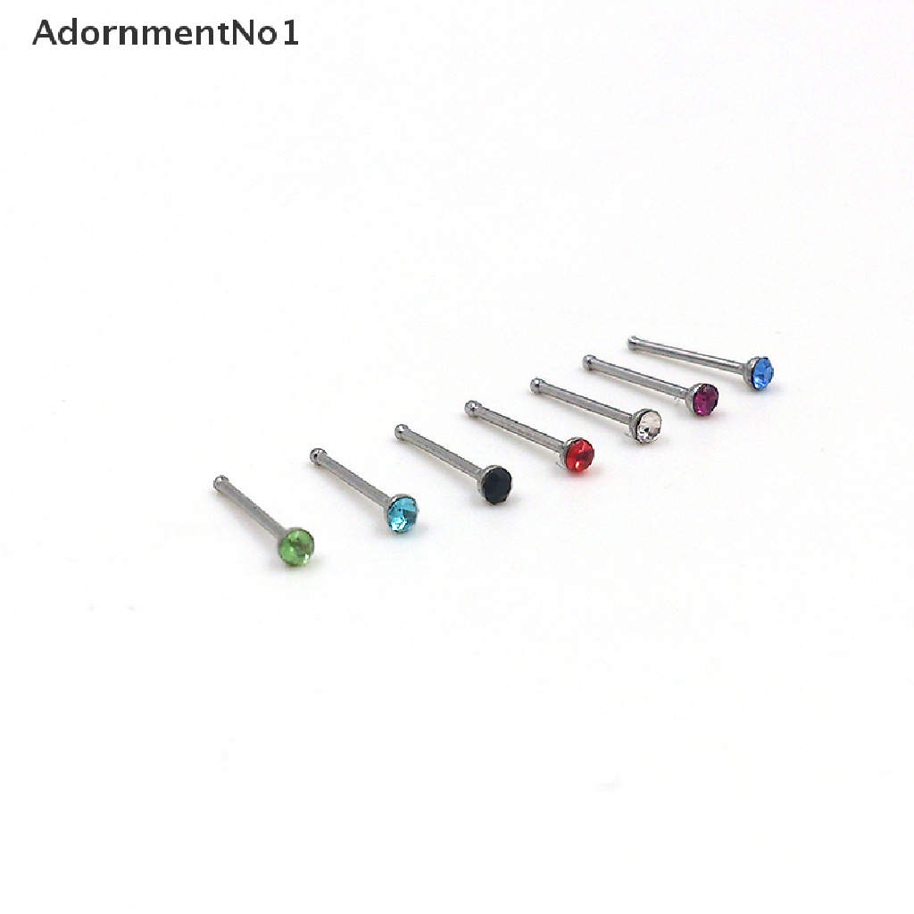 (AdornmentNo1) 60pcs / Set Anting Tindik Hidung Aksen Kristal + Berlian Imitasi Bahan Stainless Steel Untuk Wanita