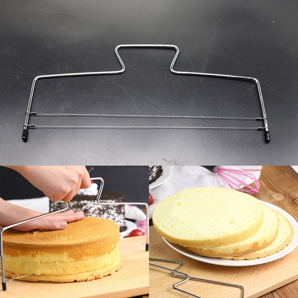 Pemotong Kue Adjustable Wire Cake Cutter Slicer / Pemotong Kue Slicer Cake bolu / Pastry Slicer Stainless Steel Adjustable Double Line Cake Cutter / Pastry Slicer Stainless Steel Adjustable Double Line Cake Cutter / Pastry Slicer Stainless Steel Adjust