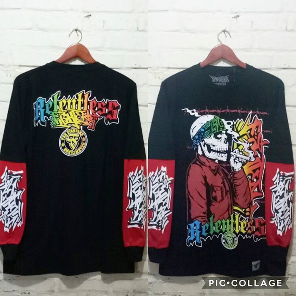 BAJU KAOS LENGAN PANJANG MOTIF SKULL TENGKORAK BANDANA FULL DESAIN