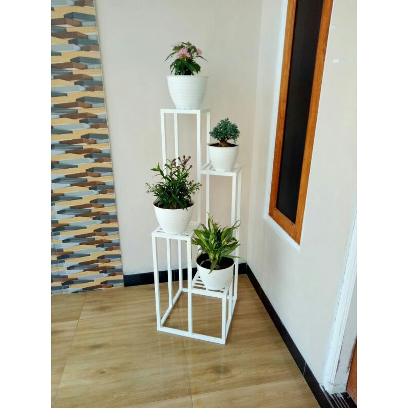 Rak Pot Besi - Rak Bunga Besi - Rak Unik - Rak Tanaman Tinggi 120cm - Rak 4 Susun