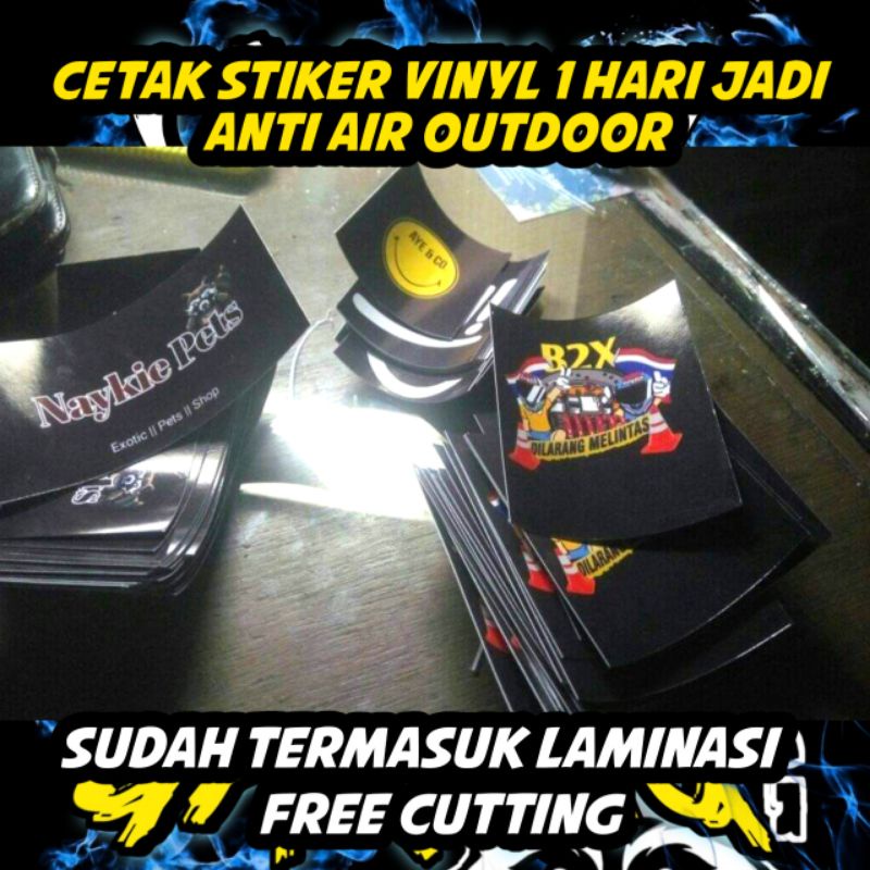 CETAK STIKER VINYL ANTI AIR STIKER KOMUNITAS OUTDOOR ANTI AIR LAMINASI VINYL VYNIL
