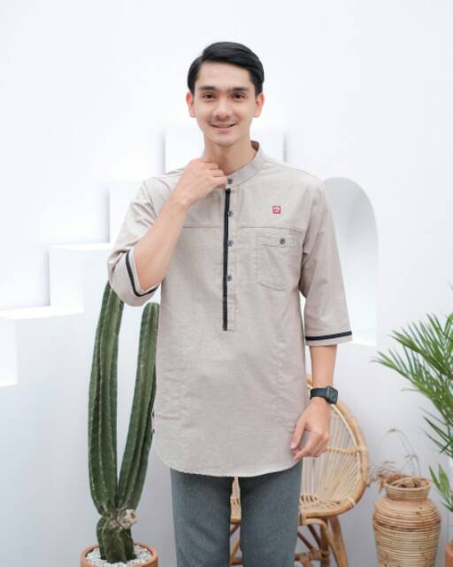 BAJU KOKO KURTA PAKAIAN MUSLIM PRIA BERKUALITAS WARNA DENIM HITAM PUTIH CHOCOMILK UKURAN M L XL