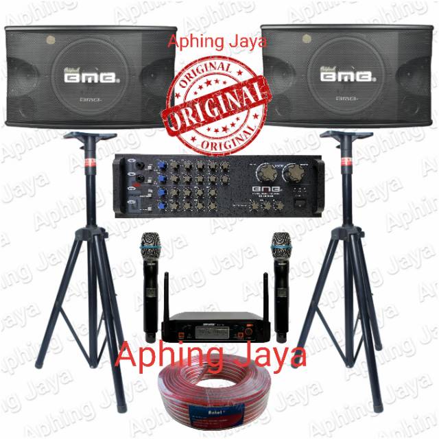 Paket Karaoke Sound System Speaker BMB 10" + Amplifier BMB DA-1600 + Microphone Wireless