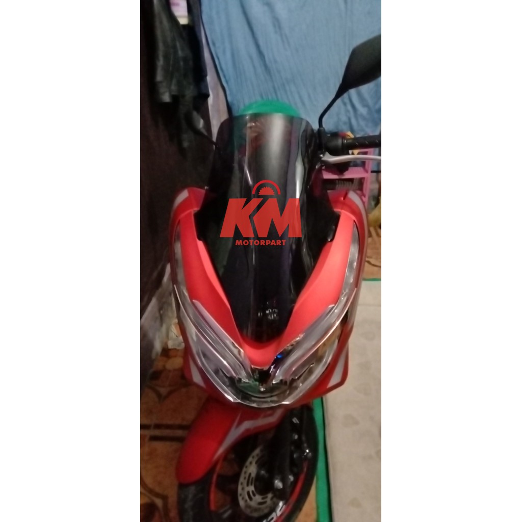 Visor Windshield Honda PCX Variasi Tinggi 54 cm Tebal 3mm Hitam dan Bening
