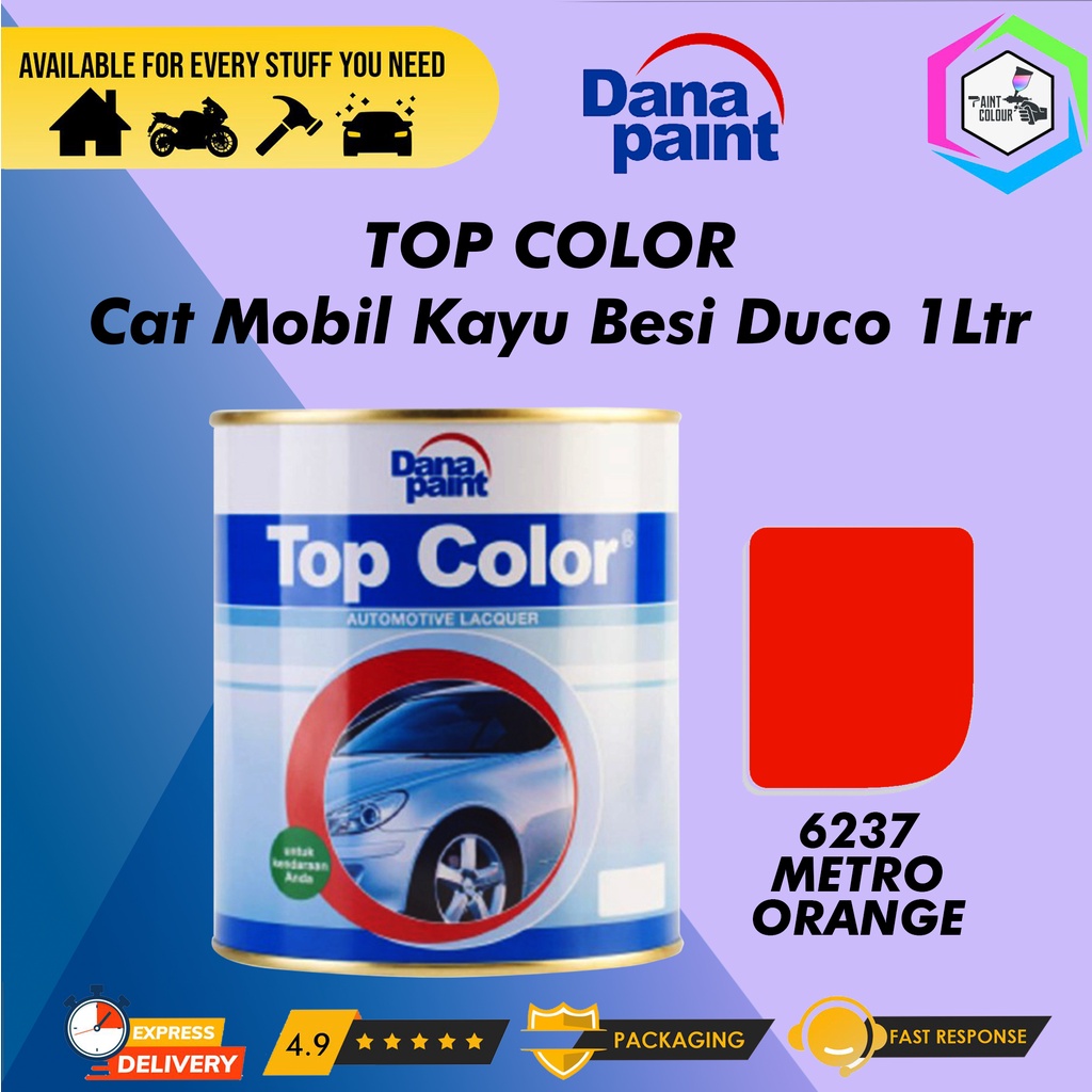 TOP COLOR 6237 Metro Orange - Cat Mobil Kayu Besi Duco