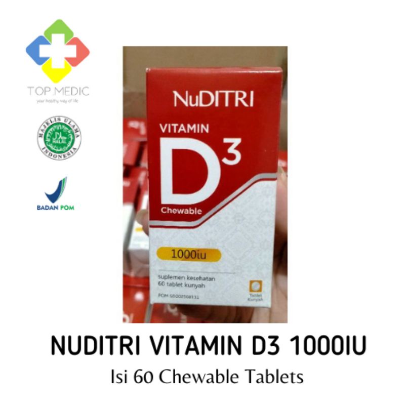 NuDITRI Vitamin D3 1000IU - isi 60 Chewable Tabs