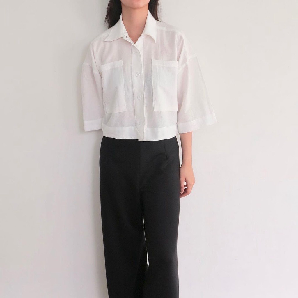 KEMEJA CROP LINEN - OVERSIZE LINEN - KEMEJA LINEN WANITA