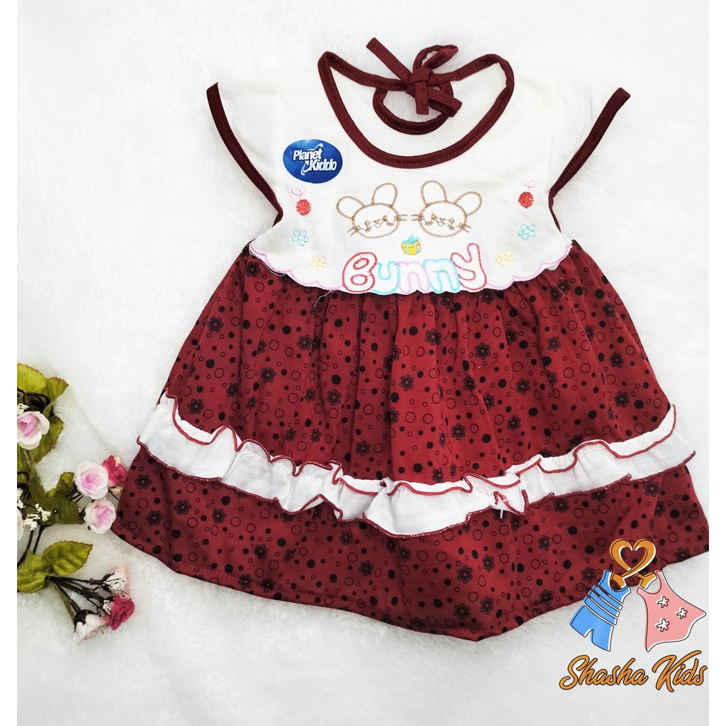 [L 04] Baju Bayi Perempuan/ Dress Bayi Perempuan Planet Kids usia 3-9 bln