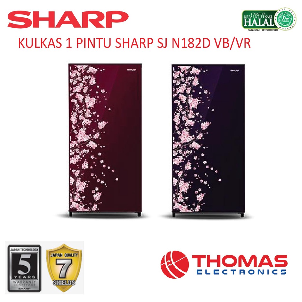 Kulkas 1 Pintu Sharp SJ N 182 D VB VR Kulkas Satu Pintu Kapasitas 166 Liter SJN182D VB VR Garansi Re