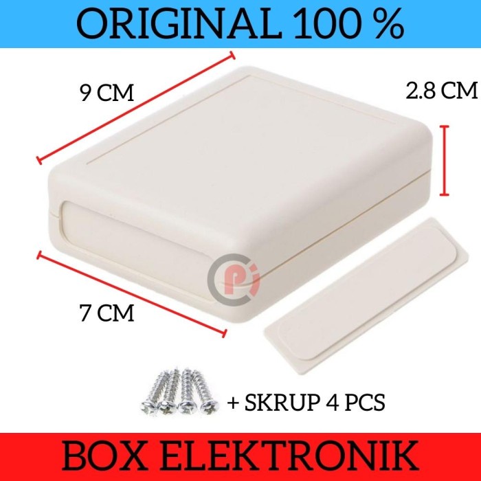 Kotak Box Plastik Project Elektronik 90x70x28mm + Baut Case ABS Putih