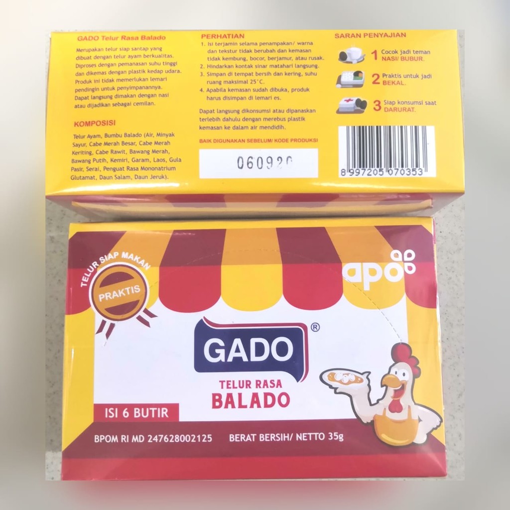 

GADO Telur Pindang Balado kotak isi 6 butir