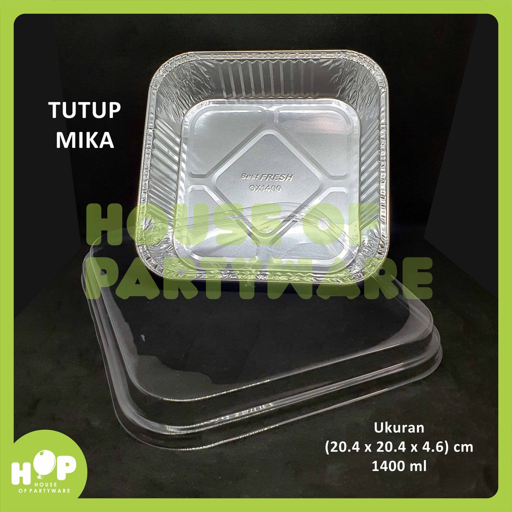 Alumunium Foil Cup Ox 1400 + Tutup / Persegi / 20 X 20 / Macaroni