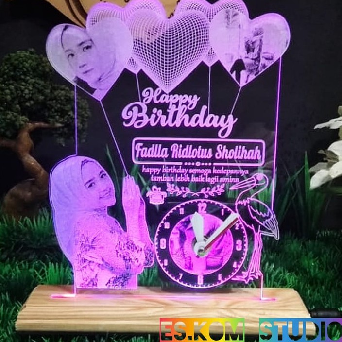 BEST SELLER  Lampu Hias LED Akrilik Unik Custom Foto Kado Ulang Tahun, Wedding, Anniversary