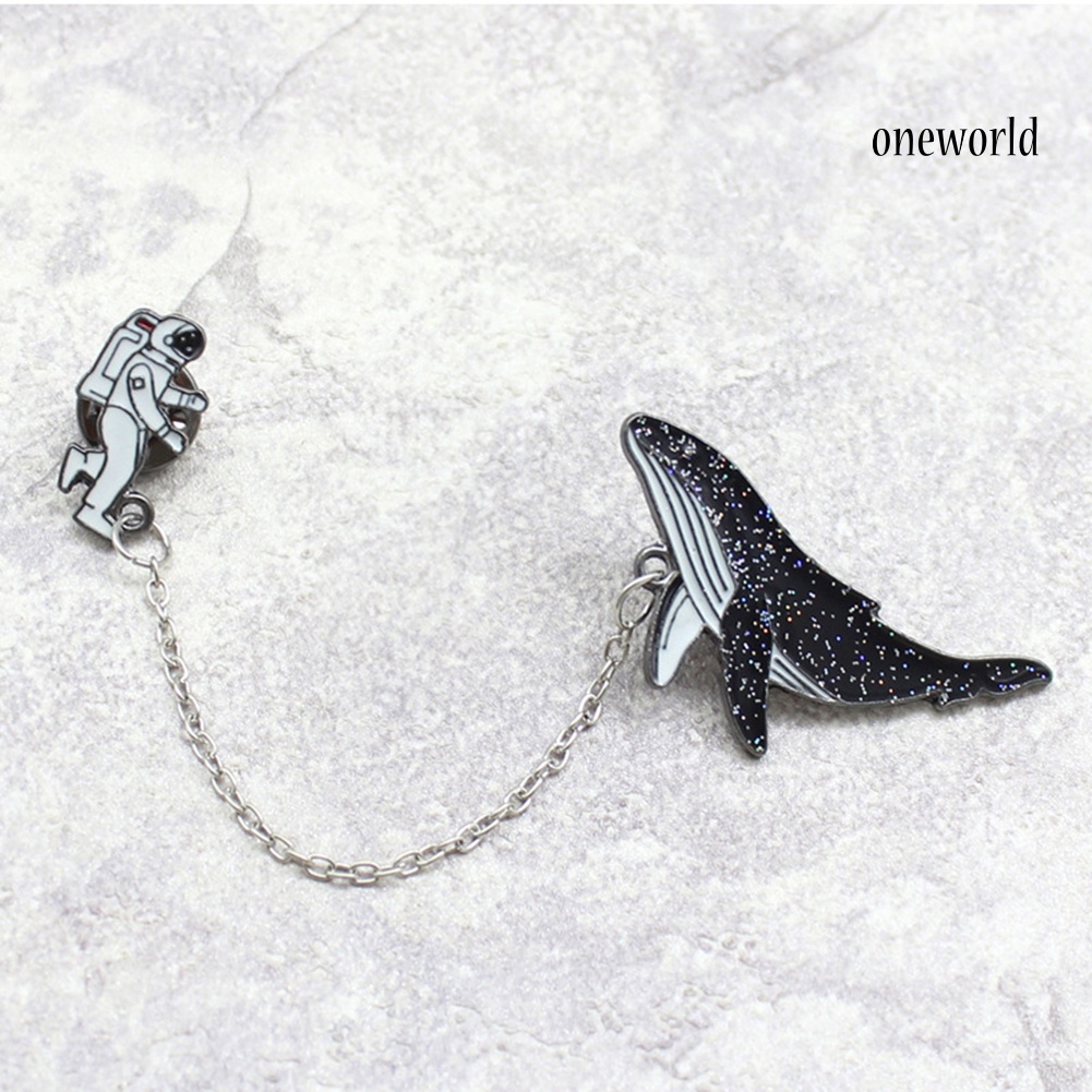 OW@ Unisex Astronaut Whale Enamel Badge Lapel Brooch Pin Clothing Collar Jewelry