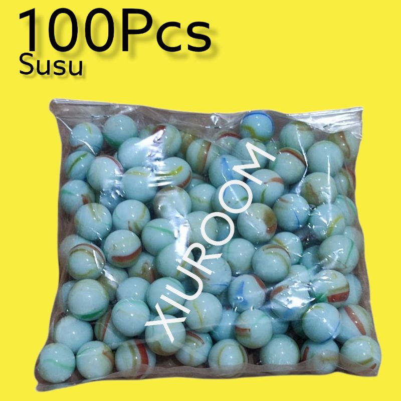Mainan Jadul Gundu / Kelereng POP IT Mata Kucing / Susu / Biasa / Metalik ( 100Pcs )-1