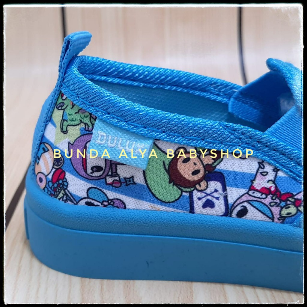 Sepatu Anak Laki Laki Umur 1 2 5 Tahun BIRU Elastis - Sepatu Anak Cewek Cowok 1 sampai 5 Tahun Full Printing BIRUMUDA Size 20 - 30 Motif Kartun Alas Karet