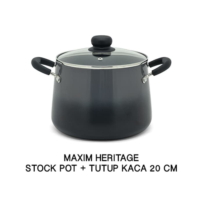 Maxim Heritage Panci Stock Pot 20cm +Tutup Kaca