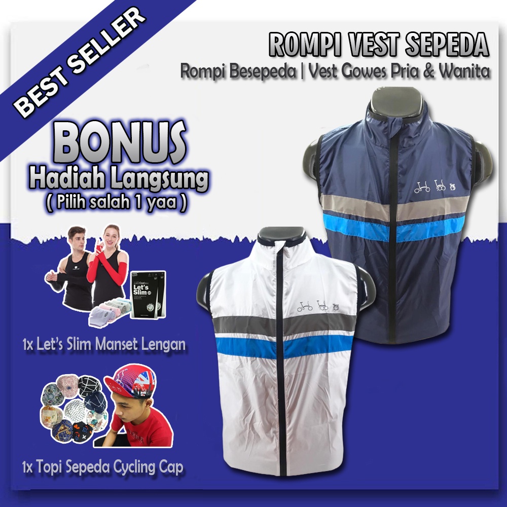 Rompi Bersepeda Pria Wanita Jaket Gowes Windbreaker Vest Gilet Jacket