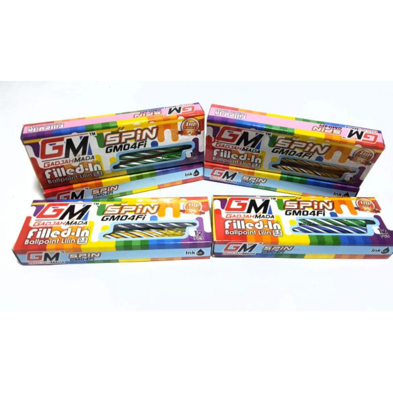 

Harga Grosir (1kotak12pcs) Pulpen Spin Pen Lilin Gadjah Mada GM04Fi