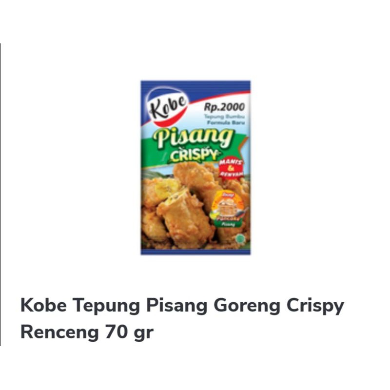 

Tepung Bumbu Pisang Goreng Kobe 70g renceng isi 10 pcs