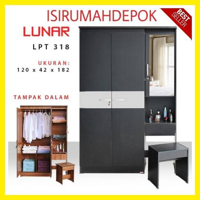  Lemari  Pakaian Baju 3 Pintu Meja Rias LUNAR Modern Minimalis  Shopee  Indonesia