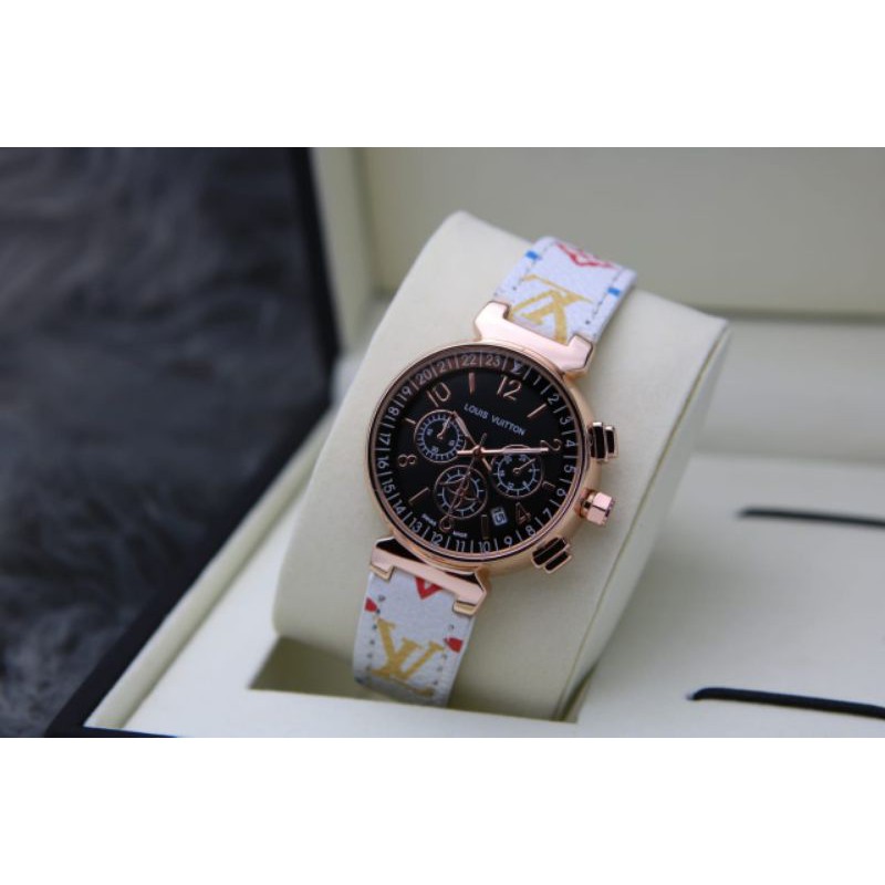 jam tangan terbaru Louis vuitton 3,2cmTali kulitCrono variasi Tgl aktif