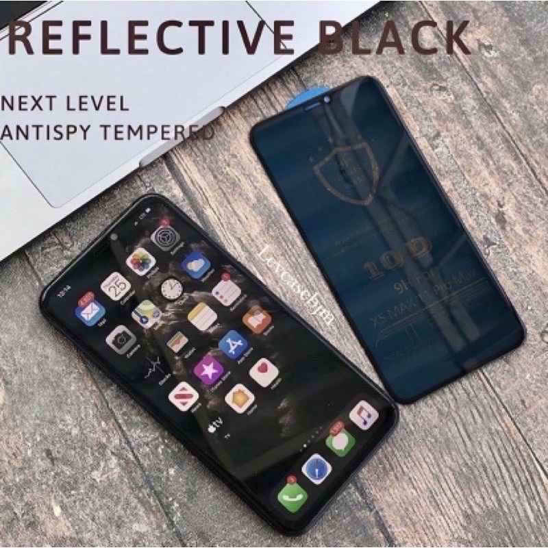 TEMPERED GLASS ANTI SPY REFLECTIVE BLACK ANTI GORES PELINDUNG LAYAR