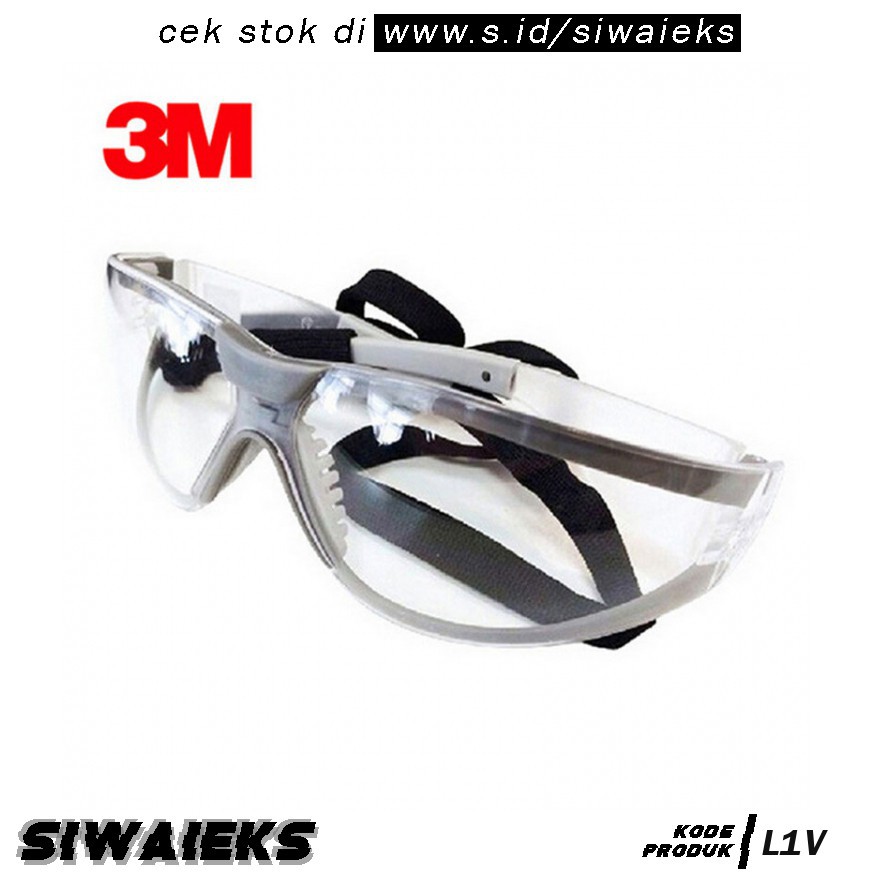 L1V 3M Kacamata Safety Googles Anti Fog Dust 3M11394 Transparent Grab Medan