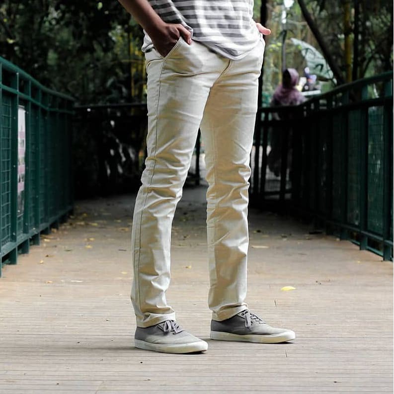 COD Celana Chino Pant Slimfit Casual Three Denim Khaki Cream Abu Grey Black Mocca Size 28-34 / S-XL