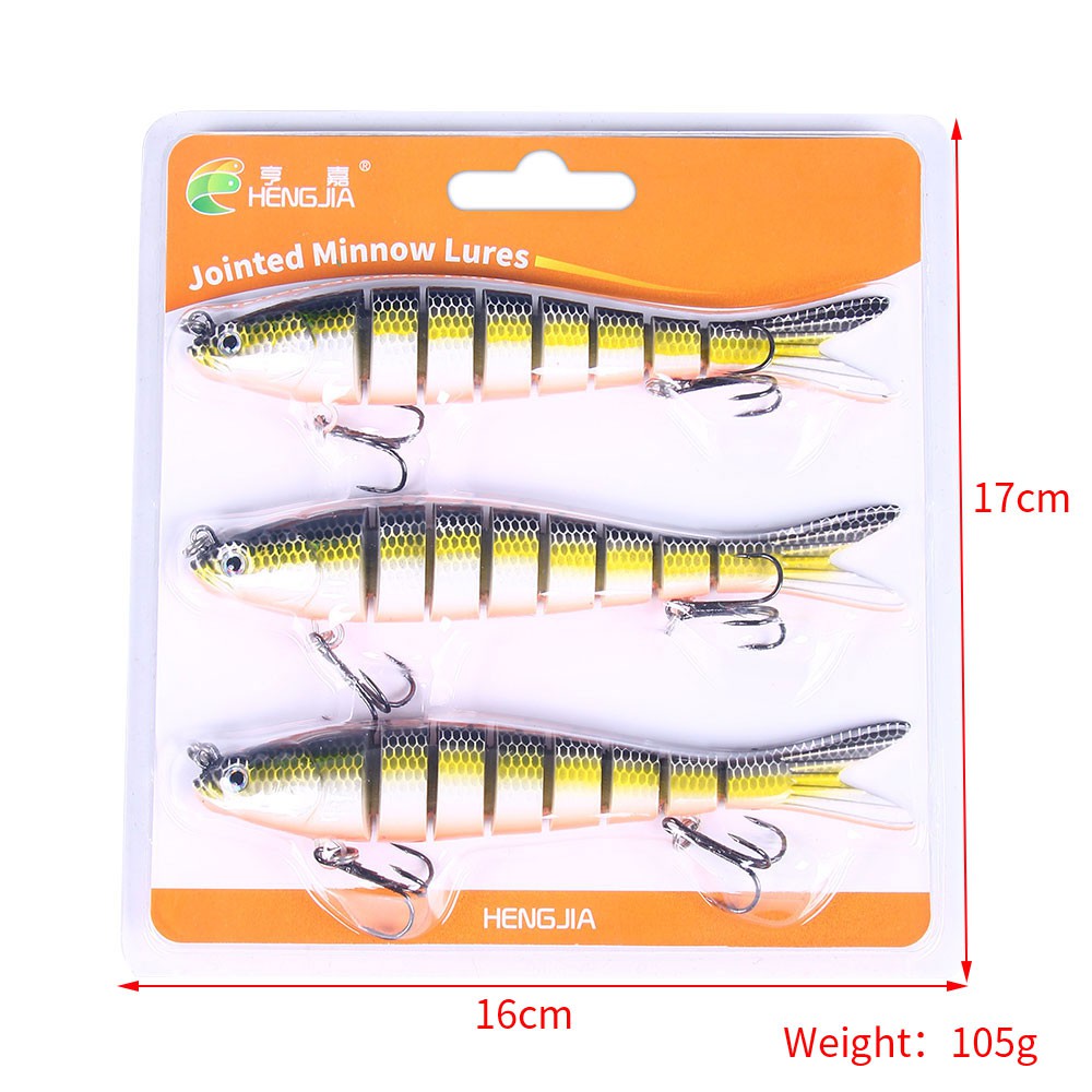 Hengjia 3pcs / Set Umpan Pancing Ikan Minnow Imitasi Bahan Plastik 13.7cm 27g Warna Campur