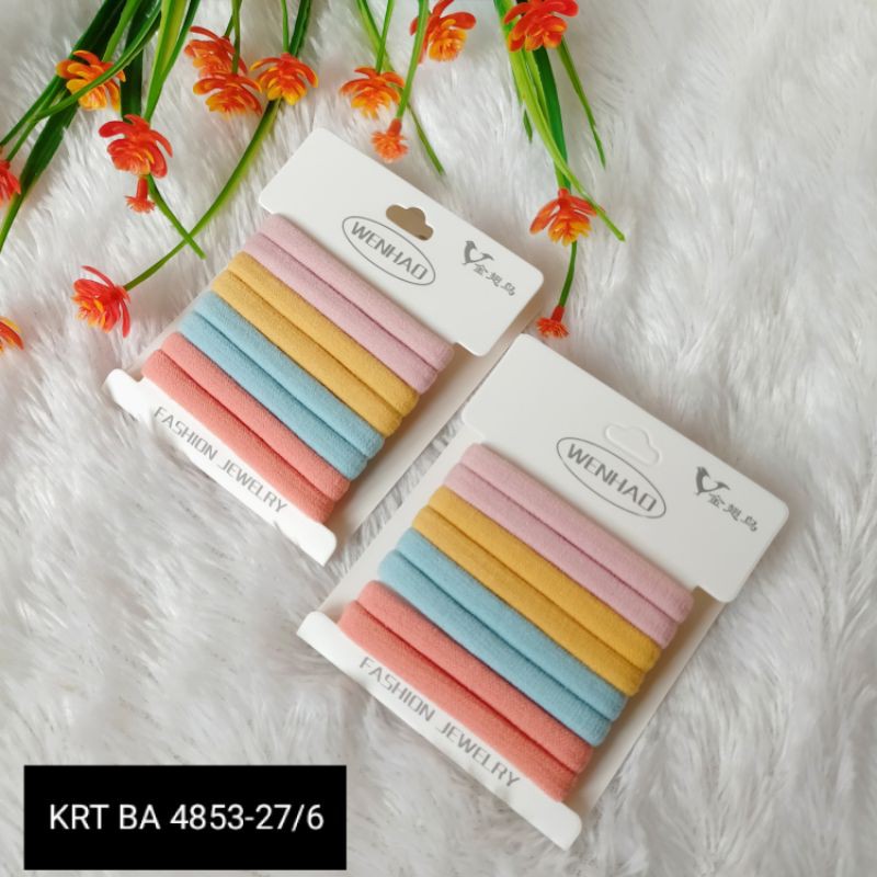 Karet Ikat Rambut Polos Elastis Aneka Warna Isi 8pcs / Kuncir Rambut Anti Melar KRTBA4853-27-2