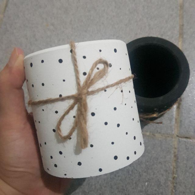 Pot Sukulen/kaktus Black White Dotted D:8cm