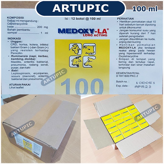 Medoxy-LA 100 ml Obat OTC crd korisa snot kolera ayam unggas babi kelinci Medion Artupic