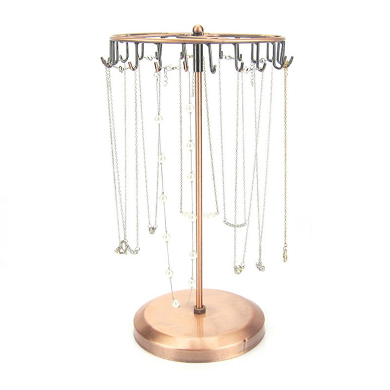 SIY  Round Rotating Necklace Holder Bracelet Stand Solid Color Jewelry Organizer Tree Show Multifunction Product Window Small Hook Storage Accessories
