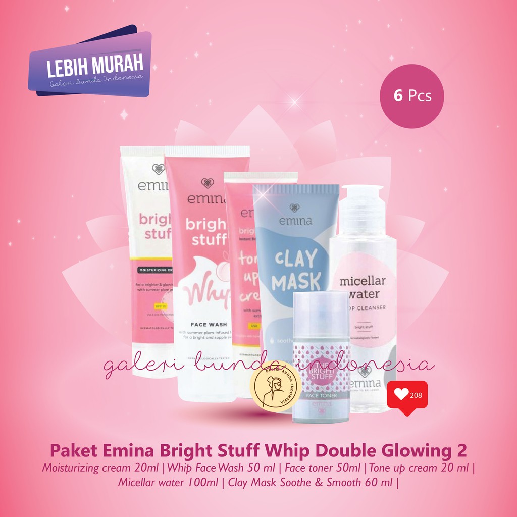 Paket Emina Bright Stuff Whip Double Glowing 2