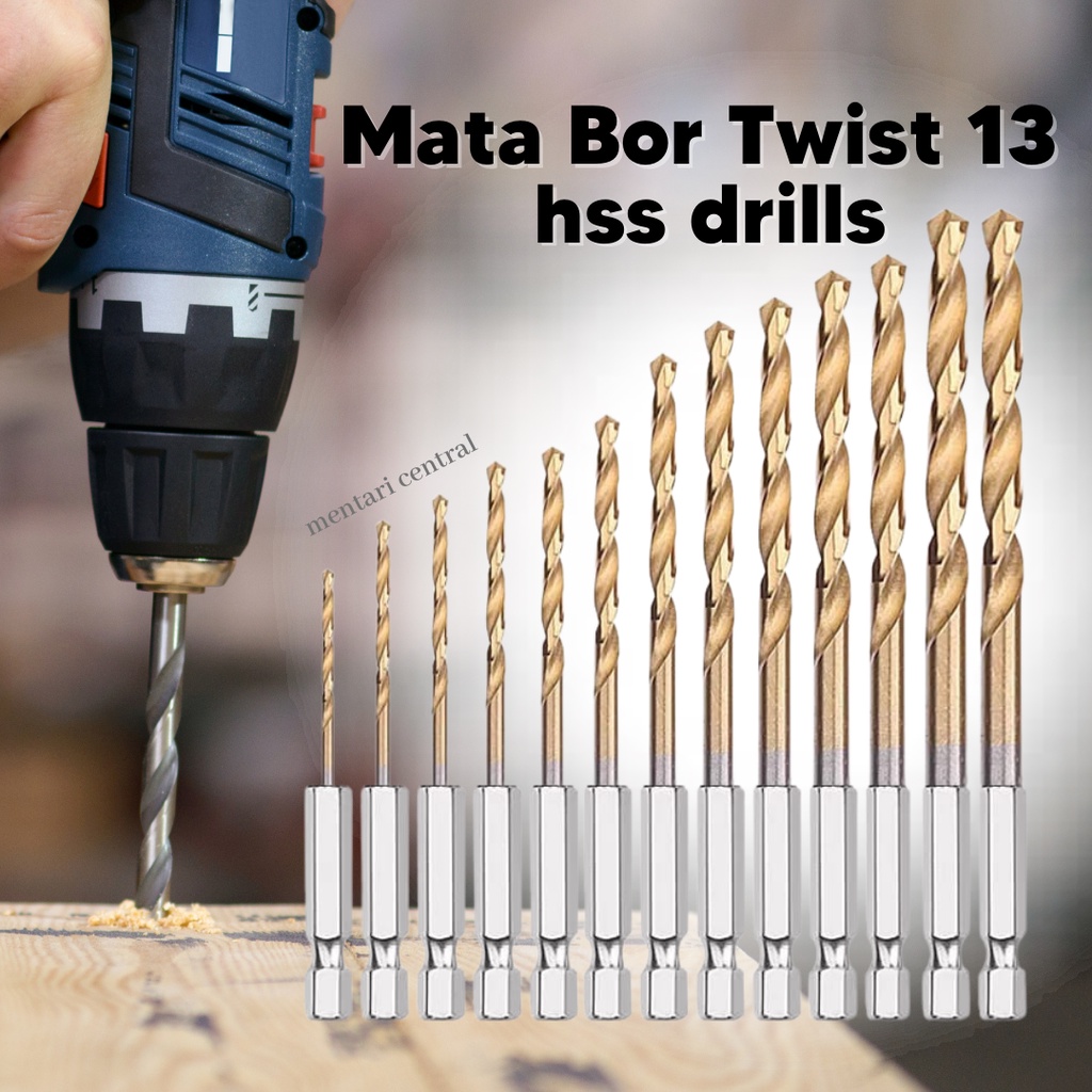 Mata bor besi set 13 PCS 19 PCS HSS Drill Bit Set 1mm-10mm Quality