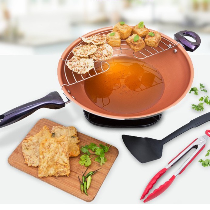 set wok pan ungu cantik besar jumbo 32 cm non stick anti lengket teflon kado hadiah pernikahan bagus