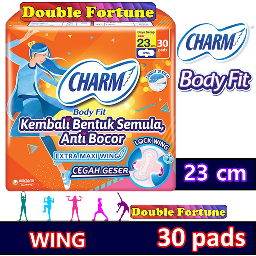 PEMBALUT CHARM BODY FIT EXTRA MAXI WINGS ISI 30 PADS