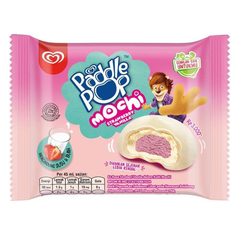 WALL'S Ice Cream Paddle Pop Mochi Vanila Strawberry 45 ml