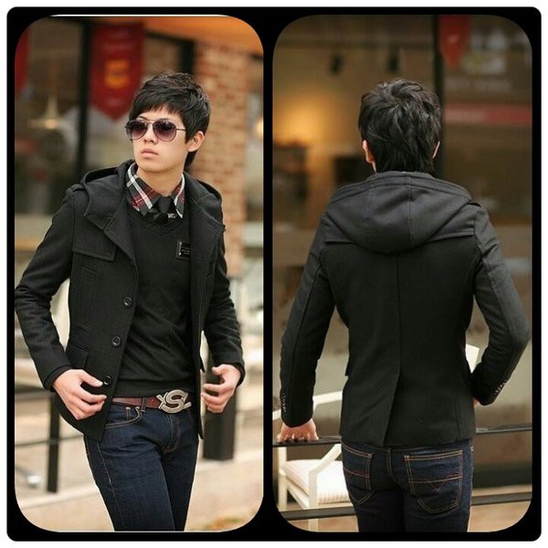 Barang Berkualitas  jas Blazer Jaket Pria Korea  Winter young Black  Murah